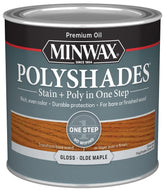 Minwax PolyShades 214304444 Wood Stain and Polyurethane, Gloss, Olde Maple, Liquid, 0.5 pt, Can